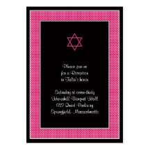 Pink & Black Polka Dots Bat Mitzvah Reception Card Business Card Templates