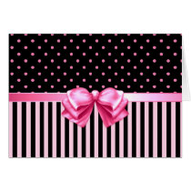 Pink & Black Polka Dots/Stripes Card