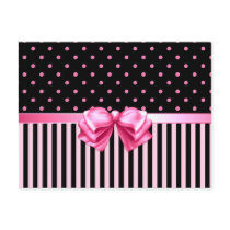 Pink & Black Polka Dots/Stripes Postcards