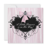 Pink Black Princess Baby Girl Shower Custom Announcement