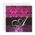 PINK,BLACK,PURPLE DAMASK MONOGRAM ,white, fuchsia invitations