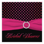 Pink, Black, Red Hearts Bridal Shower Invitation