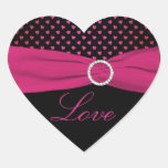 Pink, Black, Red "Love" - Heart Shaped Sticker