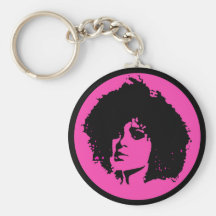 Pink black sassy woman afro keychain