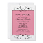 Pink & Black Scroll Engagement Invitations