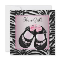Pink Black Shoes Pink Zebra Baby Girl Shower