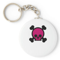 Pink & Black Skull Key Chain