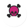 Pink & Black Skull Round Stickers