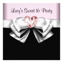 Pink Black Sweet 16 Birthday Party Personalized Announcements