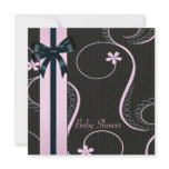 Pink Black Swirl Baby Girl Shower invitations