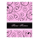 Pink Black Swirls 16th Birthday Party Invitations