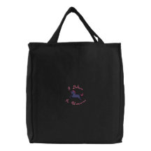 Pink & Black Unicorn Tote Embroidered Bags