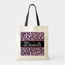 PInk Black Wedding Favour Leopard  Bridesmaid Bag