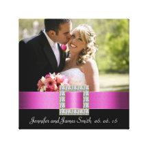 Pink Black Wedding Photo Keepsake Canvas Canvas Prints