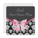 Pink Black White Damask Sweet 16 Party