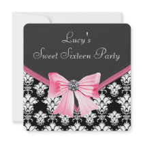 Pink Black White Damask Sweet 16 Party