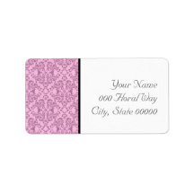 Pink Black White Damask Wedding Address Lables Custom Address Label