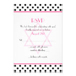 Pink Black White Polka Dot Bat Mitzvah Reply Card Custom Announcement