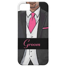 Pink black white tuxedo groom iphone 5 case