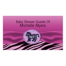 Pink & Black Zebra Glitter Baby Shower Business Cards