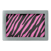 Pink & Black Zebra Stripes; Animal Print Belt Buckle