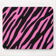 Pink & Black Zebra Stripes; Animal Print Mousepads