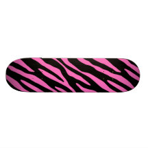 Pink & Black Zebra Stripes; Animal Print Skateboard Deck