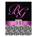 Pink Black Zebra Stripes Wedding Reception Invite