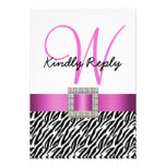 Pink Black Zebra Stripes Wedding RSVP Custom Invites