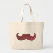 Pink Bling Moustache (Faux Glitter Graphic) Tote Bag