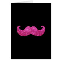 Pink Bling Moustache (Faux Glitter Graphic) Greeting Cards
