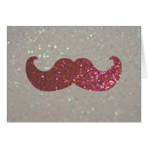 Pink Bling Moustache (Faux Glitter Graphic) Card