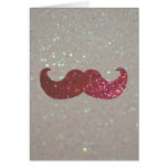 Pink Bling Moustache (Faux Glitter Graphic) Cards