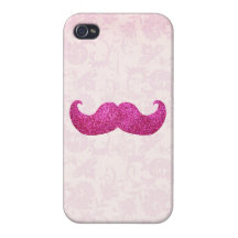 Pink Bling Moustache (Faux Glitter Graphic) iPhone 4 Case