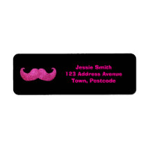 Pink Bling Moustache (Faux Glitter Graphic) Return Address Label