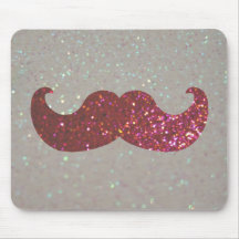 Pink Bling Moustache (Faux Glitter Graphic) Mousepad