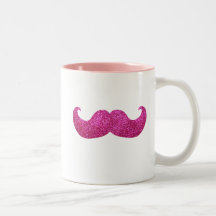 Pink Bling Moustache (Faux Glitter Graphic) Mug