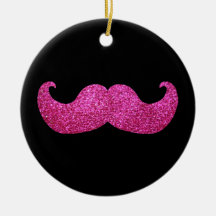 Pink Bling Moustache (Faux Glitter Graphic) Christmas Tree Ornaments