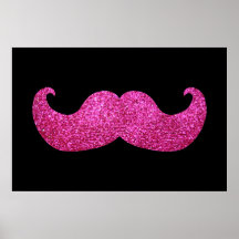 Pink Bling Moustache (Faux Glitter Graphic) Posters