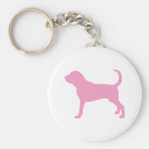 Pink Bloodhound Dog Keychains