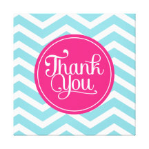 Pink Blue Chevron Thank You Gallery Wrapped Canvas