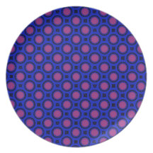 pink blue circle pattern dinner plates