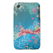 Pink & Blue Floral iPhone 3 Case-Mate Case