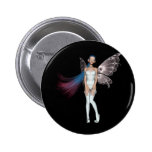 Pink & Blue Hair Pixie In White buttons