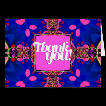 Pink Blue Happy Colours Thank You Card cards