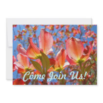 Pink Blue Invitations Dogwood Tree Flowers Floral