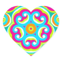 Pink Blue Mandala Fractal Valentine Heart Sticker