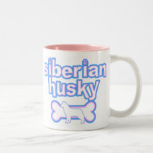 Pink & Blue Siberian Husky Mug