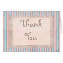 Pink & Blue Stripe Thank You Card