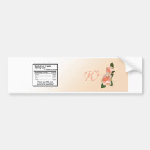 Pink Blush Rose Wedding Water Bottle Label Bumper Sticker